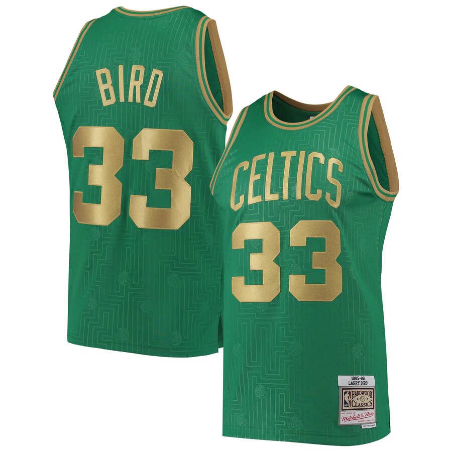 Men's Boston Celtics Larry Bird #33 1985-86 Mitchell & Ness Chinese New Year Hardwood Classics Kelly Green Swingman Jersey 2401QOKO